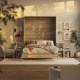 Folding wall bed 160cm Vertical Oak Sonoma/White Fronts incl. Comfort orthopedic bed frame SMARTBett