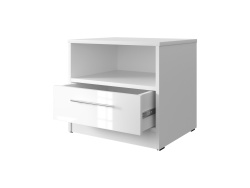 SMARTBett Nachttisch mit einer Schublade Weiß/ Weiß Hochglanzfront