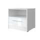 SMARTBett Nachttisch mit einer Schublade Weiß/ Weiß Hochglanzfront