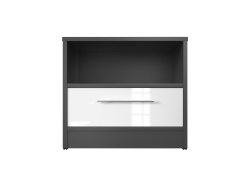 SMARTBett Nachttisch mit einer Schublade Anthrazit Grau/ Weiß Hochglanzfront