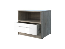 SMART bedside table with drawer Oak sonoma/ White high...