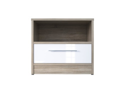 SMARTBett Nachttisch mit einer Schublade Eiche Sonoma / Weiß Hochglanzfront