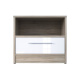 SMARTBett Nachttisch mit einer Schublade Eiche Sonoma / Weiß Hochglanzfront