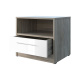 SMART bedside table with drawer Oak sonoma/ White high gloss front