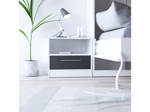 SMART bedside table with drawer White / Anthracite gray