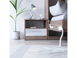 SMART bedside table with drawer Walnut / White high gloss...