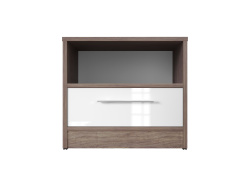 SMART bedside table with drawer Walnut / White high gloss front