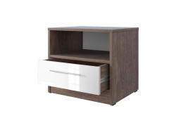 SMART bedside table with drawer Walnut / White high gloss front