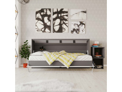 Folding wall bed Standard 90x200 Horizontal Anthracite/White with Gas pressure Springs
