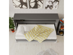 Folding wall bed Standard 90x200 Horizontal Anthracite/Anthracite high gloss front with Gas pressure Springs