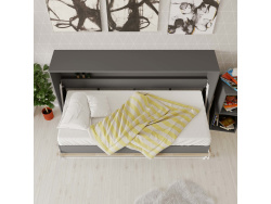 SMARTBett Folding wall bed Standard 90x200 Horizontal Anthracite/Oak Sonoma with Gas pressure Springs