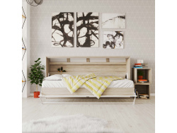 SMARTBett Folding wall bed Standard 90x200 Horizontal Oak Sonoma/White with Gas pressure Springs