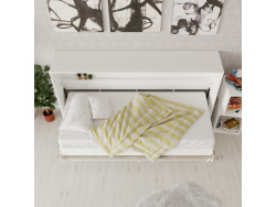 SMARTBett Folding wall bed Standard 90x200 Horizontal White/Oak Sonoma with Gas pressure Springs