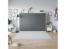 SMARTBett Folding wall bed Standard 140x200 Horizontal White/Anthracite with Gas pressure Springs