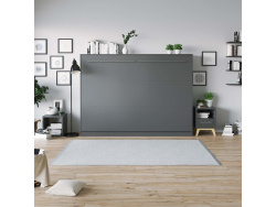SMARTBett Folding wall bed Standard 140x200 Horizontal Anthracite with Gas pressure Springs