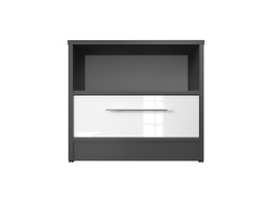 Nachttisch Standard 45 cm mit einer Schublade Anthrazit/Weiss Hochglanzfront