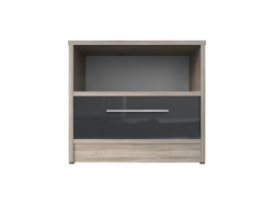 Bedside table Basic / Standard with a drawer Oak Sonoma/Anthracite high gloss front
