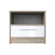 Nachttisch Basic/Standard 45 cm mit einer Schublade Eiche Sonoma/Weiss Hochglanzfront