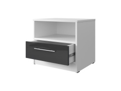 Bedside table  Standard with a drawer White/Anthracite high gloss front