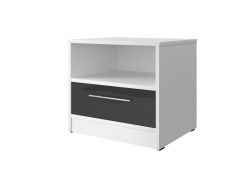 Bedside table Basic / Standard with a drawer White/Anthracite high gloss front