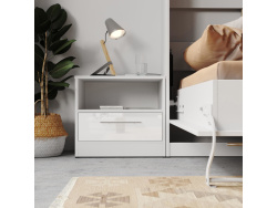 Bedside table Basic / Standard with a drawer White/White...