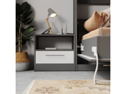 Bedside table Standard with a drawer Anthracite/White
