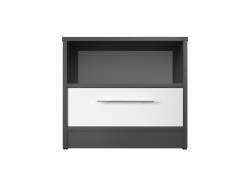 Nachttisch Standard 45 cm mit einer Schublade Anthrazit/Weiss