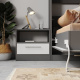 Bedside table Standard with a drawer Anthracite/White