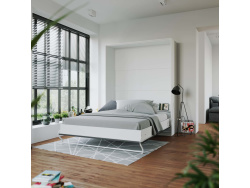 Folding wall bed 160cm White/Anthracite Comfort bed frame SMARTBett