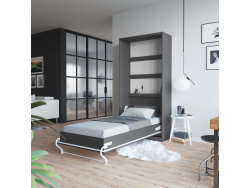 Folding wall bed SMARTBett Standard Comfort 90x200 Vertical Anthracite/Anthracite high gloss front with Gas pressure Springs