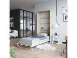 SMARTBett Folding wall bed Standard Comfort 90x200 Vertical Oak Sonoma/Anthracite with gas springs