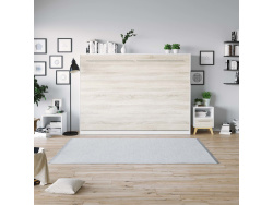 SMARTBett Folding wall bed Standard Comfort 140x200 Horizontal White/Oak Sonoma with gas springs