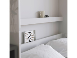 SMARTBett Folding wall bed Standard 120x200 Vertical White high gloss/ White high gloss front with Gas pressure Springs
