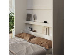 SMARTBett Folding wall bed Standard Comfort 120x200 Vertical White/Wild Oak front with gas springs