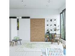 SMARTBett Folding wall bed Standard Comfort 120x200 Vertical Wild Oak with gas springs