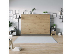 SMARTBett Folding wall bed Standard 140x200 Horizontal Anthracite/Wild Oak with Gas pressure springs