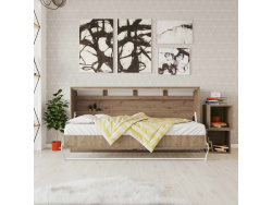 SMARTBett Folding wall bed Standard Comfort 90x200 Horizontal Wild Oak with gas springs