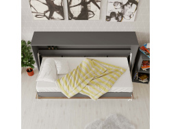 SMARTBett Folding wall bed Standard Comfort 90x200 Horizontal Anthracite/Wild Oak with gas springs