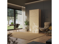 SMARTBett Schrankbett Standard 90x200 Vertikal Wildeiche mit Gasdruckfedern