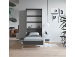 SMARTBett folding wall bed standard 90x200 vertical anthracite / wild oak with gas pressure springs
