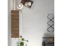SMARTBett Folding wall bed Standard 140x200 Vertical Wild Oak /White high gloss with Gas pressure Springs