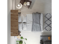 SMARTBett Folding wall bed Standard 140x200 Vertical Wild Oak /White high gloss with Gas pressure Springs