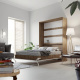 SMARTBett Folding wall bed Standard 140x200 Vertical Wild Oak /White high gloss with Gas pressure Springs