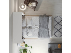 SMARTBett Folding wall bed Standard Comfort 140x200 Vertical White/Wild Oak with gas springs