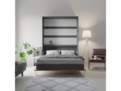 SMARTBett Folding wall bed Standard Comfort 140x200 Vertical Anthracite/Wild Oak with gas springs