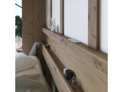 SMARTBett Folding wall bed Standard 140x200 Horizontal Wild Oak/ White with Gas pressure Springs