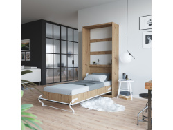 Folding wall bed SMARTBett Standard 90x200 Vertical Wild Oak / Anthracite with Gas pressure Springs