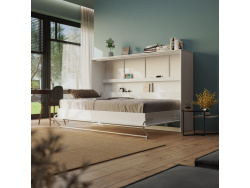Aktion Neu!!! SMARTBett Schrankbett Standard Komfort 120x200 Horizontal Weiss/Weiss Hochglanzfront mit Gasdruckfedern