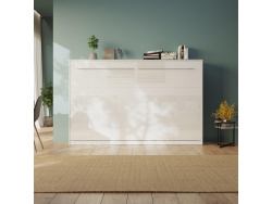 Aktion Neu!!! SMARTBett Schrankbett Standard Komfort 120x200 Horizontal Weiss/Weiss Hochglanzfront mit Gasdruckfedern