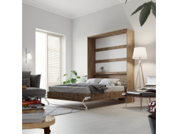 SMARTBett Folding wall bed Standard Comfort 140x200 Vertical Wild Oak with gas springs